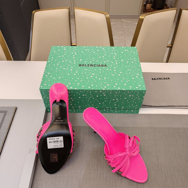 MULES ALTE IN PELLE DI MONTONE ROSA SCURO CON FIOCCO