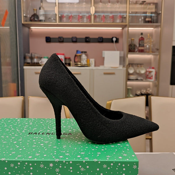HIGH HEEL PUMPS 90MM IN BLACK WOOL