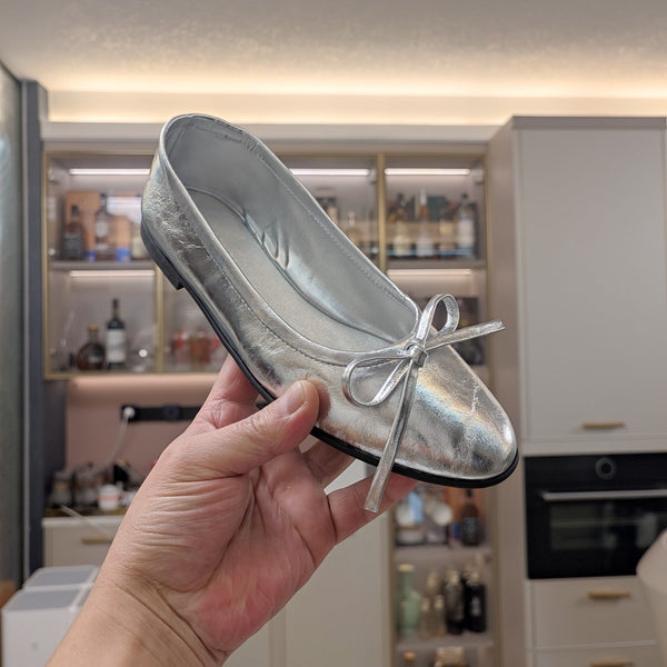 Balen 25 bow ballet flat silver sheepskin 184481