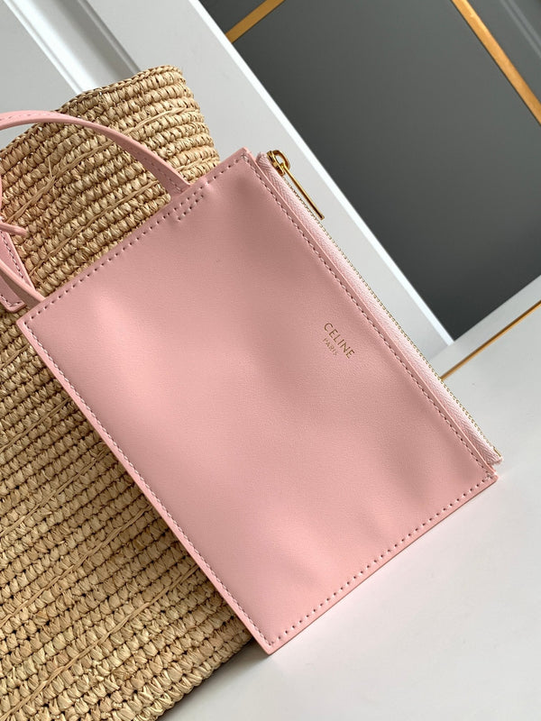 teen supple classic basket 21cm rafia rosa vitello