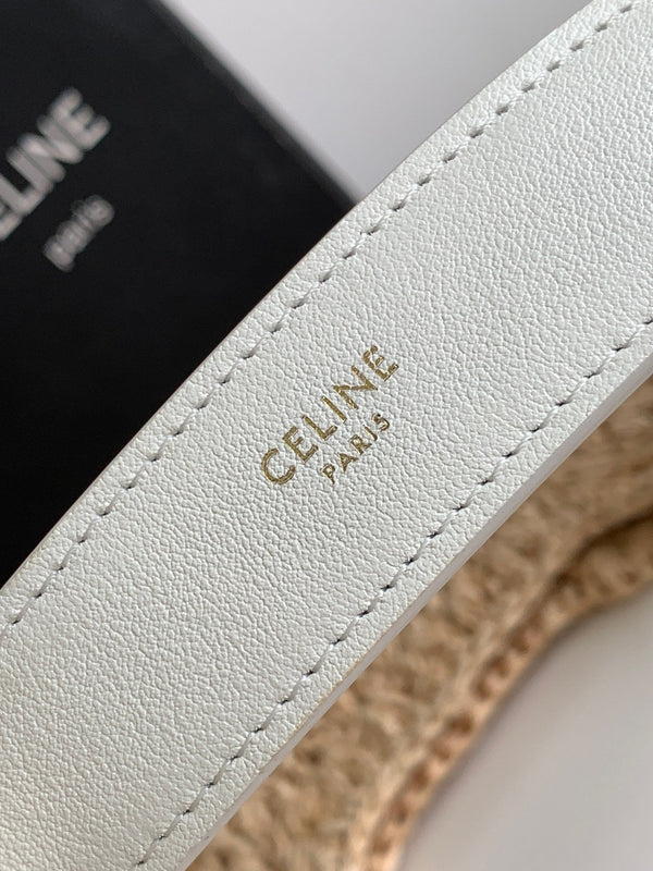 celin classic panier 33cm hobo bag raffia and white calfskin