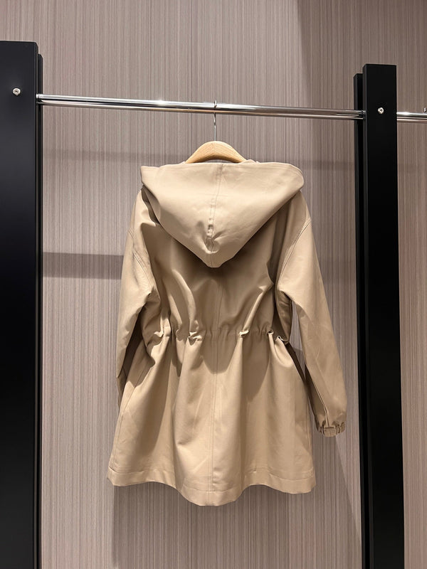 Fendi Hooded Windbreaker Jacket Beige Cotton