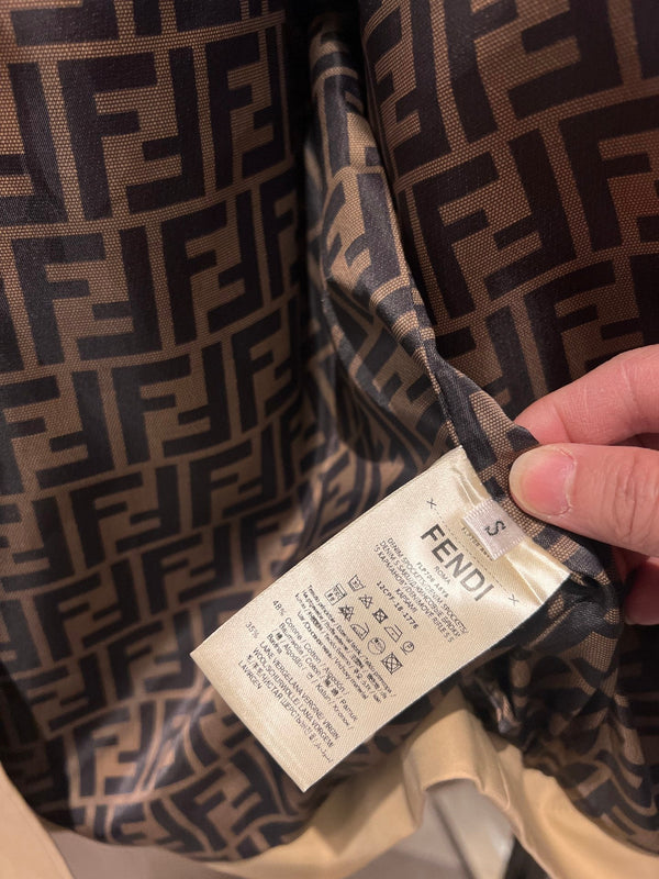 Fendi Hooded Windbreaker Jacket Beige Cotton
