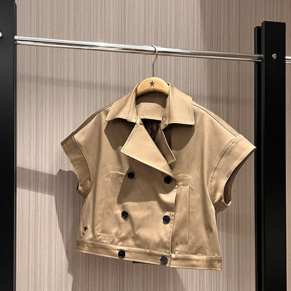 CD Shoulder Vest Jacket Beige Polyester