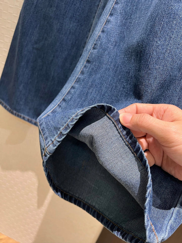 LV Large Belt Decorated Jeans Blue Cotton