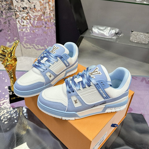 Sneaker LV Trainer in pelle di vacchetta blu