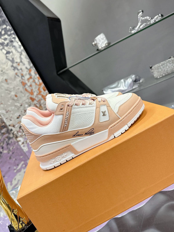LV Trainer Sneaker Beige Pink Cowhide