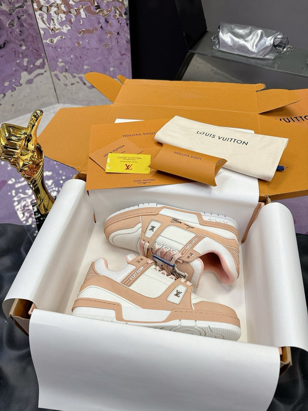 LV Trainer Sneaker Beige Pink Cowhide