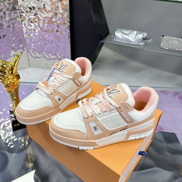 LV Trainer Sneaker Beige Pink Cowhide
