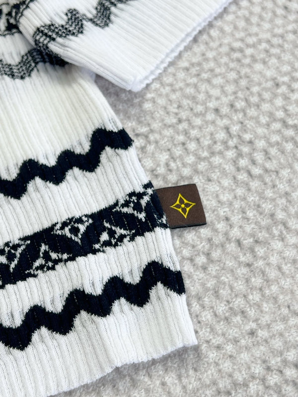 LV 25 Pattern T-shirt White Black Cotton