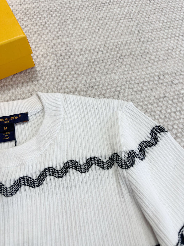 LV 25 Pattern T-shirt White Black Cotton