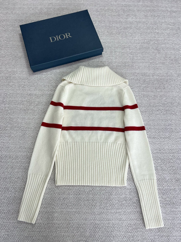 CD Turtleneck Sweater White Blue Red Wool Cashmere