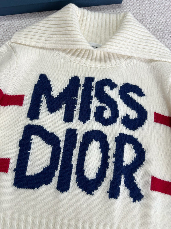 Maglione a collo alto CD Bianco Blu Rosso Lana Cashmere