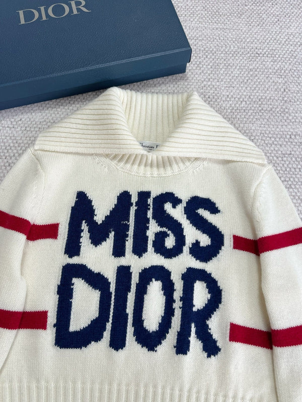 Maglione a collo alto CD Bianco Blu Rosso Lana Cashmere