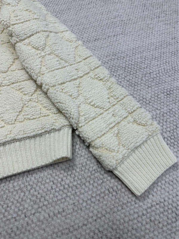 CD Plaid Knitted Jacket White Wool