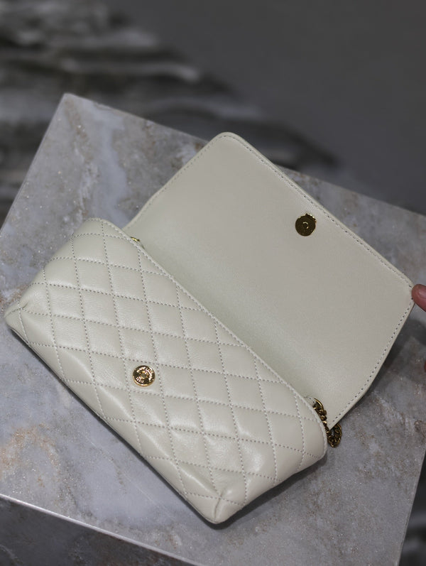 Prada Gaby Phone Bag 19cm White Quilted Leather GHW