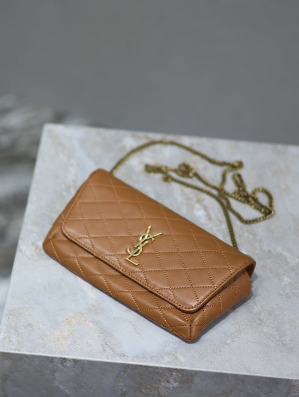 Prada Gaby Phone Bag 19cm Light Brown Quilted Leather GHW