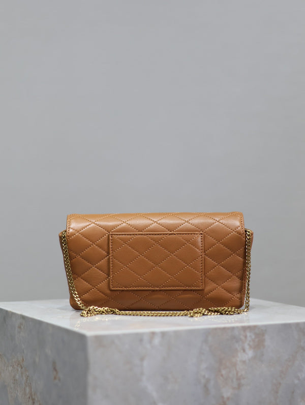 Prada Gaby Phone Bag 19cm Light Brown Quilted Leather GHW