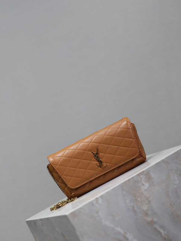 Prada Gaby Phone Bag 19cm Light Brown Quilted Leather GHW