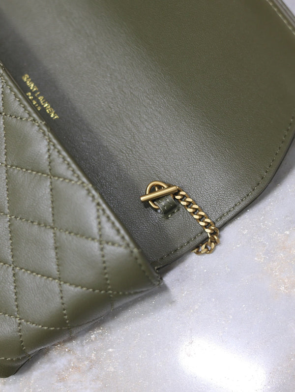 Prada Gaby Phone Bag 19cm Olive Green Quilted Leather