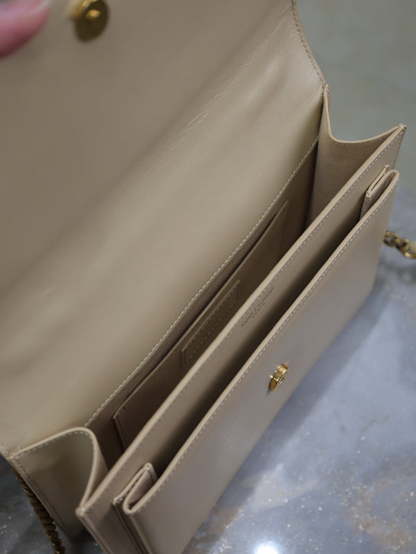 YSL Sunset Handbags 25cm Beige Pelle di vacchetta