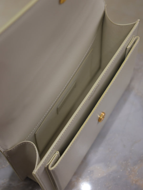 Borse YSL Sunset 25cm in pelle di vacchetta bianca