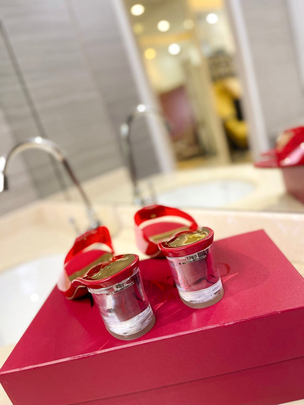 MULE ALTO 60MM IN PELLE DI MONTONE ROSSO CILIEGIA E PVC TRASPARENTE