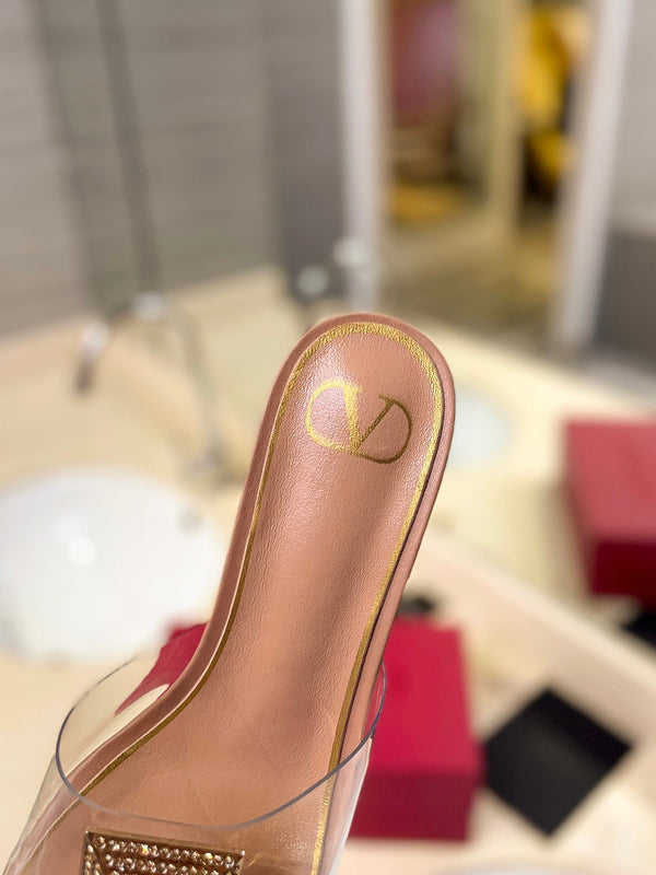 MULE ALTO 60MM IN PELLE DI MONTONE BEIGE CAMMELLO E PVC TRASPARENTE