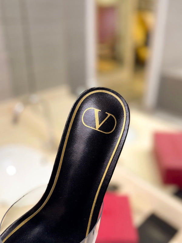 MULE ALTO 60MM IN PELLE DI MONTONE NERA E PVC TRASPARENTE