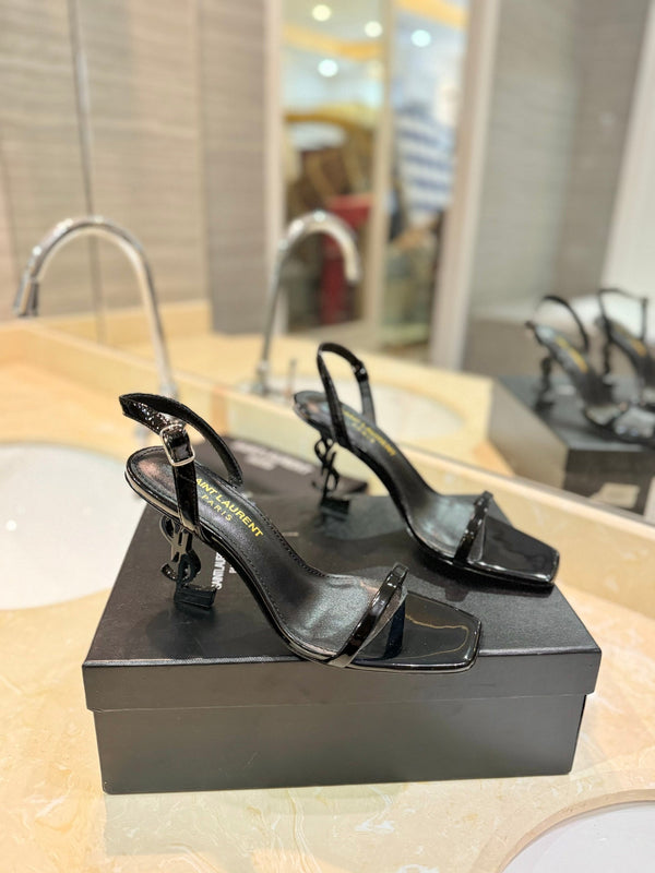 SL OPYUM SANDALS 80 BLACK CALFSKIN