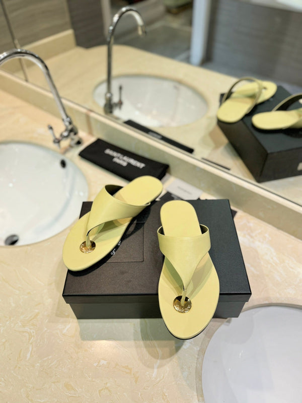 SL KOUROS THONG SANDALS PASTEL YELLOW CALFSKIN