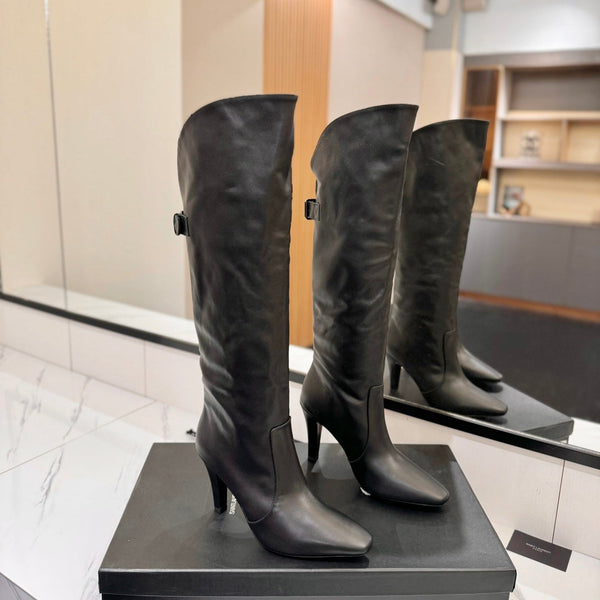 CLASSIC HIGH KNEE BOOTS IN BLACK CALFSKIN