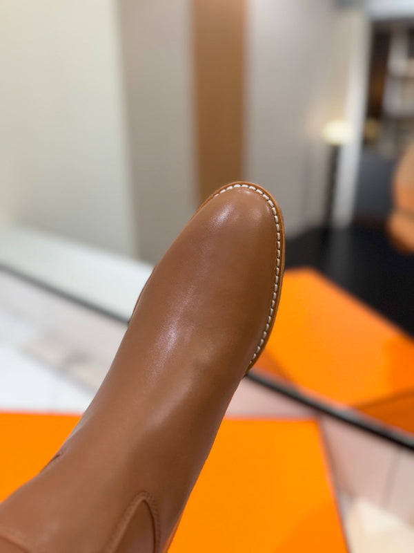 HM Jumping Boot 20MM Brown Printed Pattern Cowhide 992356