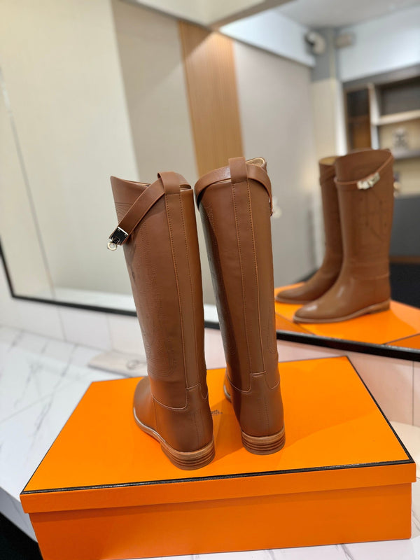 HM Jumping Boot 20MM Brown Printed Pattern Cowhide 992356