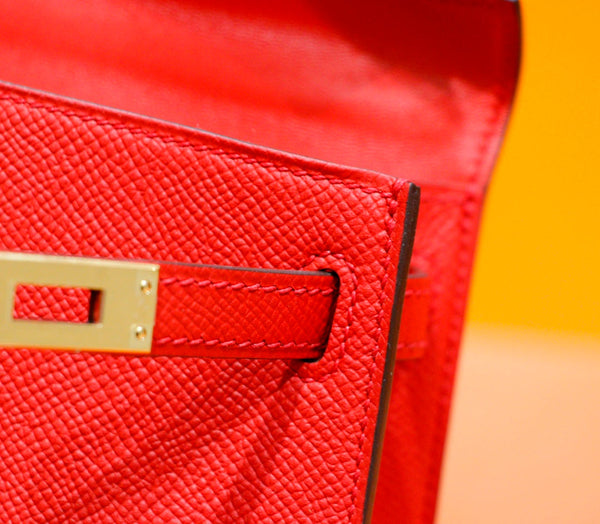 HM Mini Kelly 19cm Red Epsom Gold Hardware