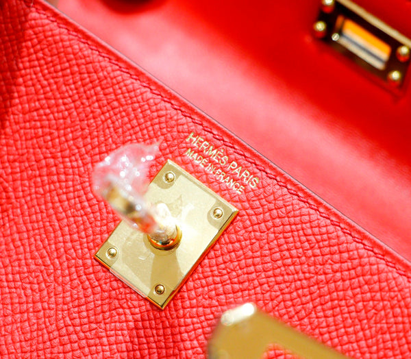 HM Mini Kelly 19cm Red Epsom Gold Hardware