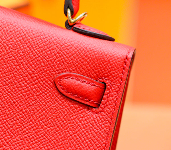 HM Mini Kelly 19cm Red Epsom Gold Hardware