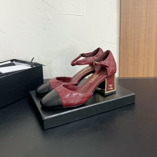 CC Mary Janes 55mm In Burgundy Mix Black Quilted Lambskin 949763