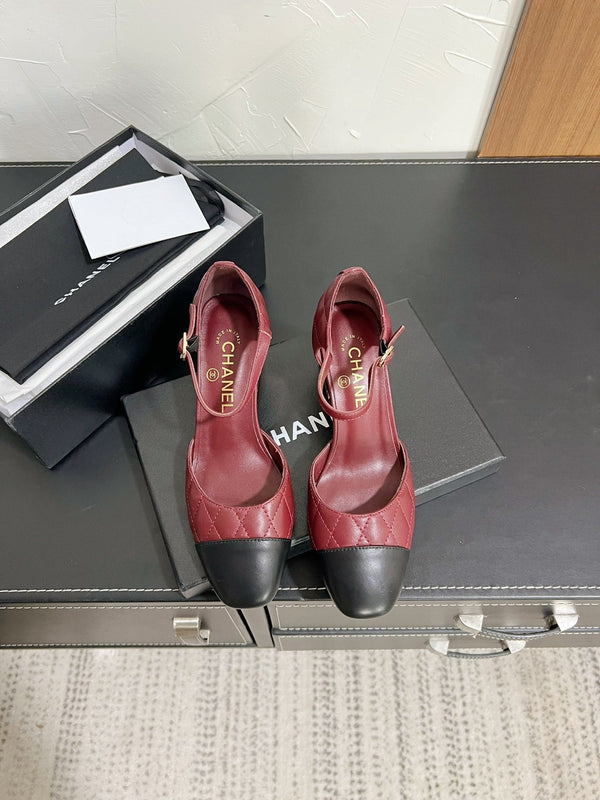 CC Mary Janes 55mm In Burgundy Mix Black Quilted Lambskin  949763