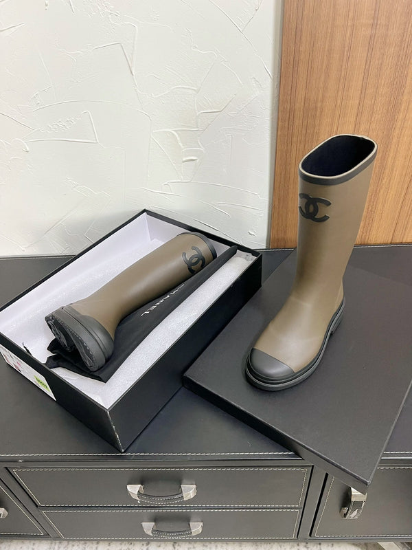 Stivali alti CC verde muschio cachi mix nero gomma naturale 949645