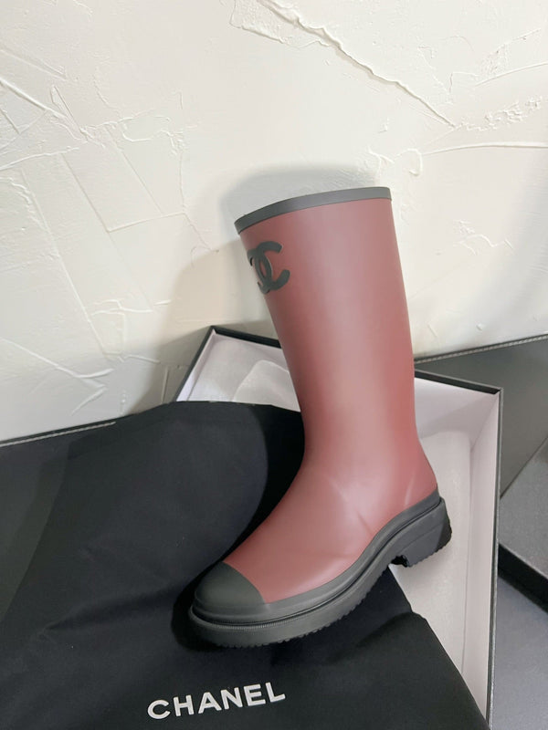 Stivali alti CC in gomma naturale rosso marrone nero 949643