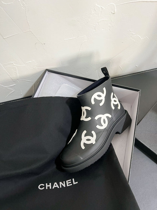 CC Rain boots In Black With White Logo Natural Rubber 949791