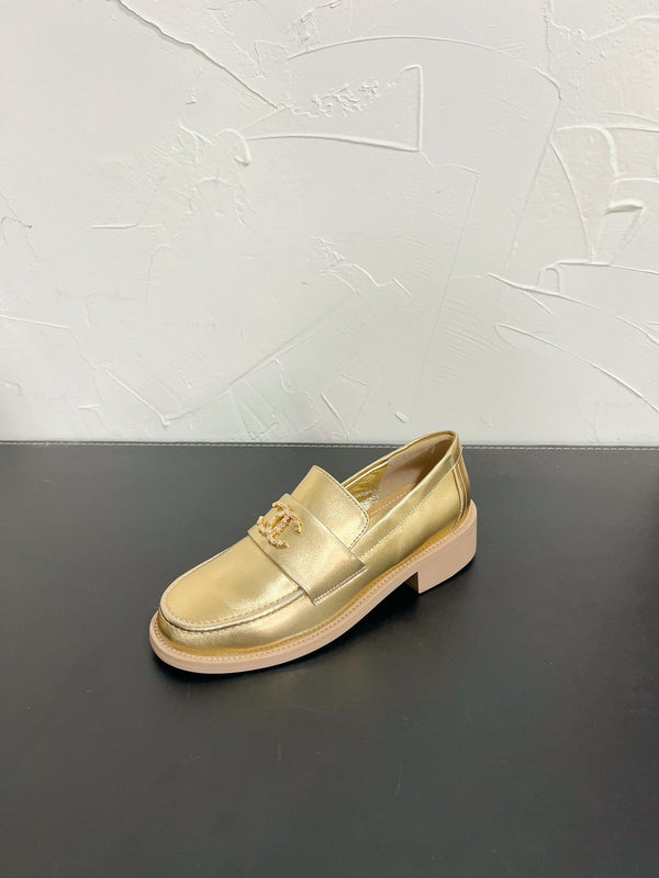 Mocassini in pelle di vitello oro CC 949654