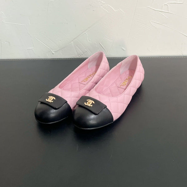 CC Ballet Flats In Pink Mix Black Quilted Lambskin 949714