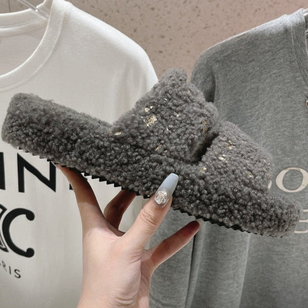 SANDALI DA PAPÀ GRIGIO FOSSILE IN PURA LANA DI PECORA