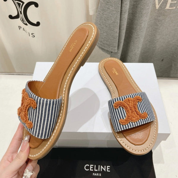 MULE LYMPIA IN TESSUTO DI LANA JACQUARD TRIOMPHE MARRONE NERO CARO