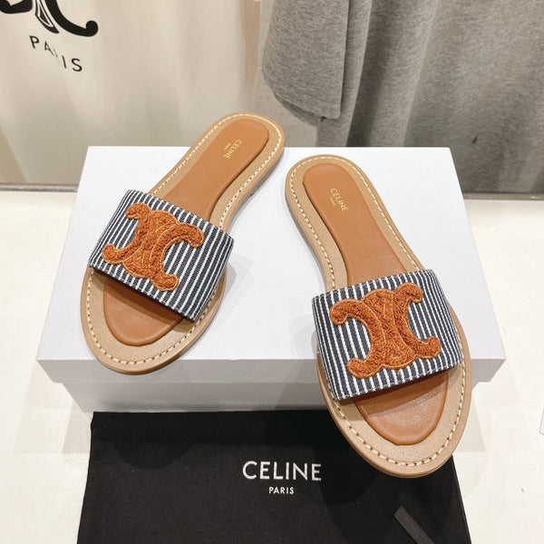 MULE LYMPIA IN TESSUTO DI LANA JACQUARD TRIOMPHE MARRONE NERO CARO