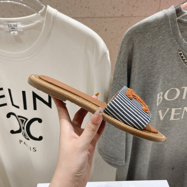 MULE LYMPIA IN TESSUTO DI LANA JACQUARD TRIOMPHE MARRONE NERO CARO