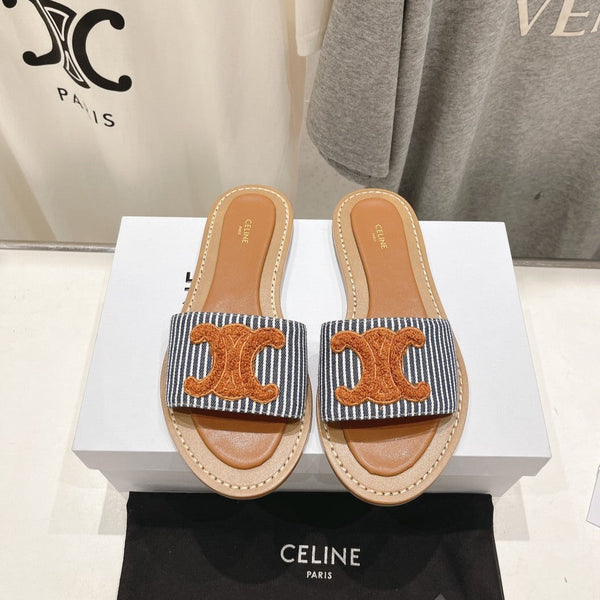 MULE LYMPIA IN TESSUTO DI LANA JACQUARD TRIOMPHE MARRONE NERO CARO