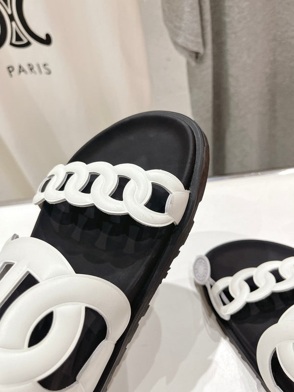 EXTRA SANDAL BLACK MIX WHITE CALFSKIN
